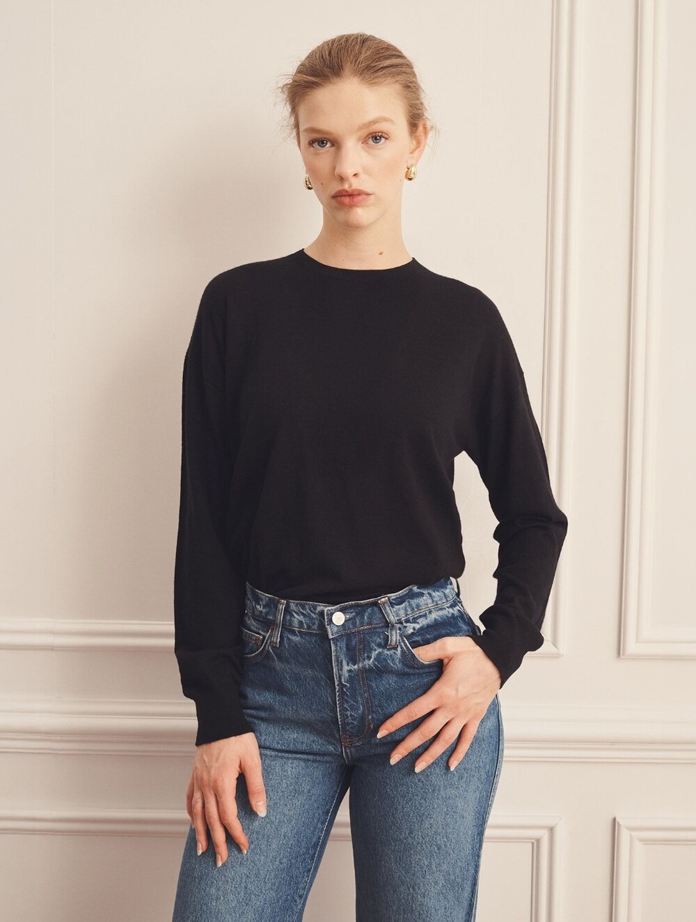 NAADAM 100% Cashmere Classic Crew Neck Sweater Black | M
